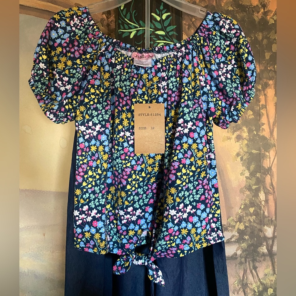 Girls floral wide leg pants outfit set - Picture 3 of 5